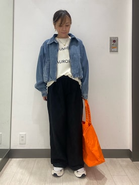 「ロゴスウェット」｜satomiさん（レディース・154cm）の秋コーディネート