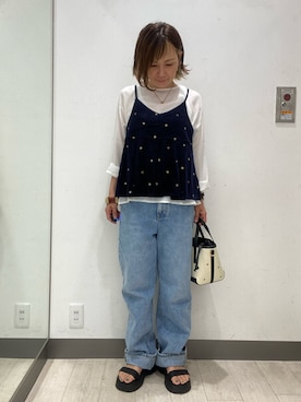 「KBF（ケイビーエフ）のアイテム（キャミソール）」を使った、satomiさん（レディース・154cm）の秋コーディネート