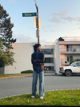 「アイテム（ライダースジャケット）」を使った、kiruri0303さん（メンズ・170cm）の冬コーディネート