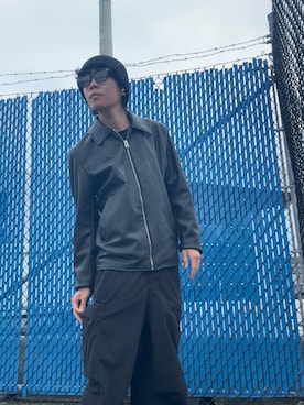 「アイテム（ライダースジャケット）」を使った、kiruri0303さん（メンズ・170cm）の冬コーディネート
