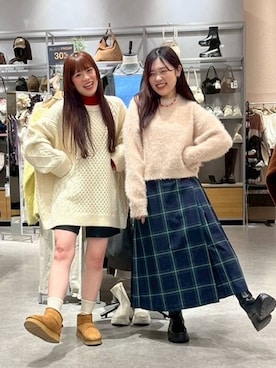 「アイテム（スカート、グリーン系）」を使った、hinamkmk26さん（レディース・159cm）の冬コーディネート