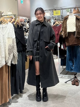 「アイテム（ステンカラーコート）」を使った、hinamkmk26さん（レディース・159cm）の秋コーディネート