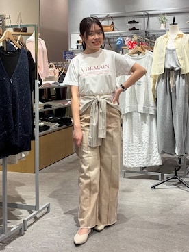 「LOWRYS FARM（ローリーズファーム）のドットリボンツキシュシュ  605359（シュシュ、ブラック系）」を使った、hinamkmk26さん（レディース）の春コーディネート