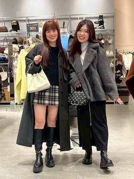 「アイテム（その他アウター、グレー系）」を使った、hinamkmk26さん（レディース・159cm）の冬コーディネート