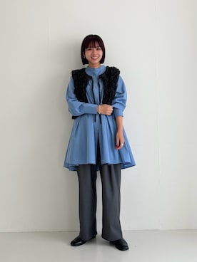 「スラックス」｜「アイテム（その他シューズ）」を使った、oukaさん（レディース・159cm）の夏コーディネート