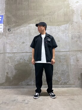 「AVIREX（アヴィレックス）のEMBROIDERY SHIRT JAPAN / エンブロイデリー シャツ ジャパン / AVIREX / アヴィレックス（シャツ/ブラウス、ブラック系）」を使った、Taiseiさん（メンズ・165cm）の春コーディネート