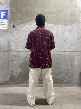 「AVIREX（アヴィレックス）のAVIATOR'S DINER ALOHA SHIRT / アヴィエーターズ ダイナー アロハシャツ / AVIREX / アヴィレックス（シャツ/ブラウス、レッド系）」を使った、Taiseiさん（メンズ・165cm）の夏コーディネート