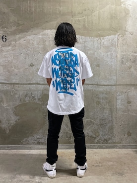 「AVIREX（アヴィレックス）の【×NEW ERA/ニューエラ】2023SS ショートスリーブ Tシャツ / S/S T-SHIRT / アヴィレックス/ AVIREX（Tシャツ/カットソー、ホワイト系）」を使った、Taiseiさん（メンズ・165cm）の春コーディネート