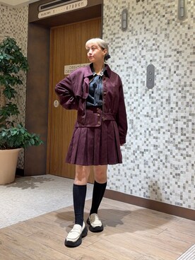 「アイテム（ブルゾン、レッド系）」を使った、marikaさん（レディース・150cm）の秋コーディネート