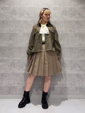 「アイテム（スカート、ベージュ系）」を使った、marikaさん（レディース・150cm）の冬コーディネート