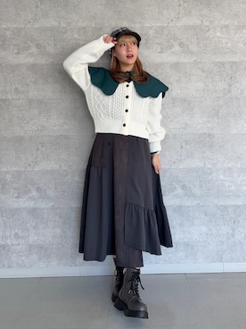 「アイテム（キャスケット）」を使った、marikaさん（レディース・150cm）の冬コーディネート