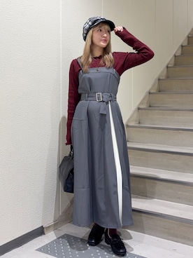 「アイテム（ジャンパースカート）」を使った、marikaさん（レディース・150cm）の秋コーディネート