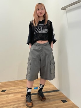 「レーストップス」｜「アイテム（スニーカー）」を使った、YRさん（レディース・153cm）の夏コーディネート
