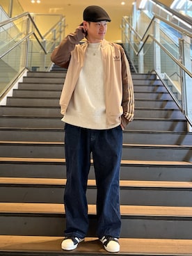 「アイテム（ナイロンジャケット、ブラウン系）」を使った、OKさん（メンズ・169cm）の冬コーディネート