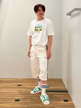 80s ルーズボタン スリーストライプス バミューダショーツ