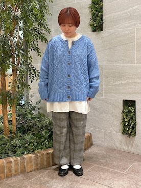 「秋冬コーデ」｜「アイテム（チュニック）」を使った、なこ。さん（レディース・153cm）の冬コーディネート