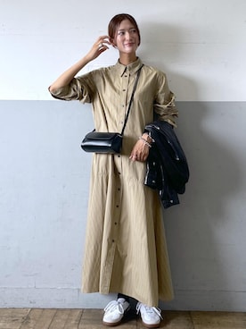 「アイテム（シャツワンピース）」を使った、KIKUCHIさん（レディース・167cm）の秋コーディネート