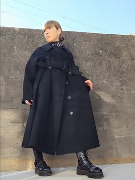 「Yohji Yamamoto（ヨウジヤマモト）のアイテム（ジャケット/アウター）」を使った、リィコさん（レディース・160cm）の冬コーディネート