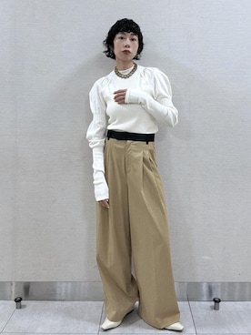 「アイテム（その他パンツ、イエロー系）」を使った、adamosariさん（レディース・165cm）の秋コーディネート