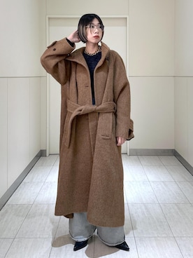 「アイテム（ステンカラーコート）」を使った、adamosariさん（レディース・165cm）の秋コーディネート