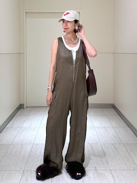 「ADAM ET ROPE'（アダムエロペ）のボリュームファーサンダル（サンダル）」を使った、adamosariさん（レディース・165cm・30代）の夏コーディネート