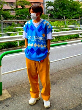 「HOOK（フック）のアイテム（ベスト）」を使った、naoki2886さん（メンズ・166cm）の春コーディネート