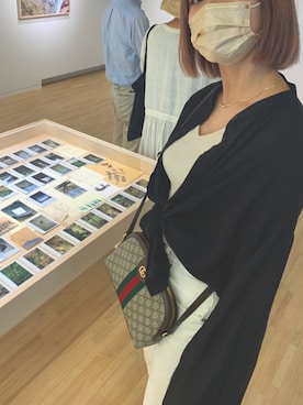 「ベージュ×ブラック」｜「アイテム（アクセサリー）」を使った、rinaさん（レディース・167cm）の夏コーディネート