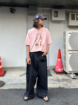 「CIAOPANIC（チャオパニック）のアイテム（デニムパンツ）」を使った、hsm58さん（メンズ・173cm）の夏コーディネート