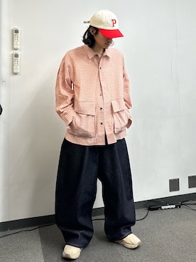 「CIAOPANIC（チャオパニック）のBIGポケットチェックシャツ（シャツ/ブラウス）」を使った、hsm58さん（メンズ・173cm）の春コーディネート