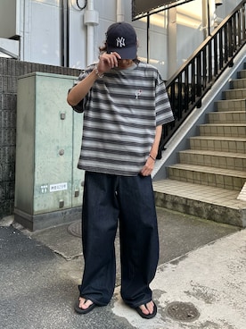 「CIAOPANIC（チャオパニック）のアイテム（デニムパンツ）」を使った、hsm58さん（メンズ・173cm）の夏コーディネート