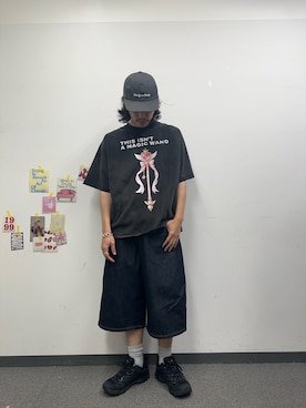 「RePRODUCTION LABEL（リプロダクションレーベル）の【RePRODUCTION LABEL / リプロダクションレーベル】アソートヴィンテージフェードTEE（Tシャツ/カットソー、ブラック系）」を使った、hsm58さん（メンズ・173cm）の春コーディネート
