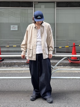 「CIAOPANIC（チャオパニック）のBIGポケットチェックシャツ（シャツ/ブラウス）」を使った、hsm58さん（メンズ・173cm）の夏コーディネート