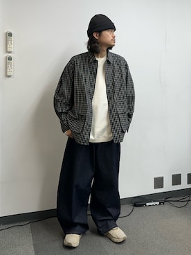 「CIAOPANIC（チャオパニック）のBIGポケットチェックシャツ（シャツ/ブラウス）」を使った、hsm58さん（メンズ・173cm）の春コーディネート