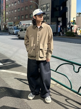 「CIAOPANIC（チャオパニック）のBIGポケットチェックシャツ（シャツ/ブラウス）」を使った、hsm58さん（メンズ・173cm）の春コーディネート