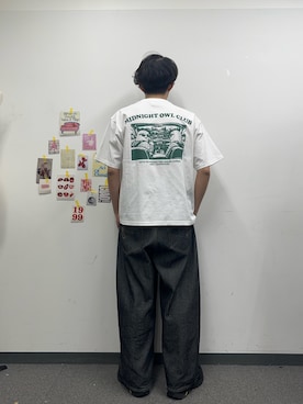 「CIAOPANIC（チャオパニック）の【BIRDMANIA/バードマニア】アソートバードTEE（Tシャツ/カットソー、ホワイト系）」を使った、hsm58さん（メンズ・173cm）の春コーディネート