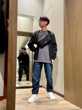 「ARMANI EXCHANGE（アルマーニエクスチェンジ）のアイテム（パーカー）」を使った、SHOさん（メンズ・164cm）の夏コーディネート