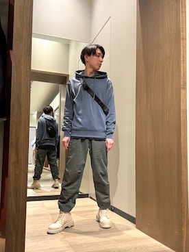 「ARMANI EXCHANGE（アルマーニエクスチェンジ）のアイテム（ブーツ）」を使った、SHOさん（メンズ・164cm）の春コーディネート
