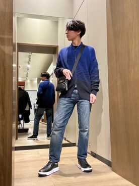 「ARMANI EXCHANGE（アルマーニエクスチェンジ）のアイテム（カーディガン/ボレロ）」を使った、SHOさん（メンズ・167cm）の秋コーディネート