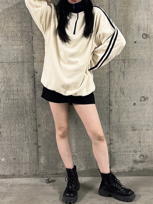 セール】ハーフZIP配色サイドラインフリーストップス（その他トップス