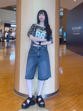 「アイテム（Tシャツ/カットソー、その他）」を使った、のんさん（レディース・164cm）の夏コーディネート