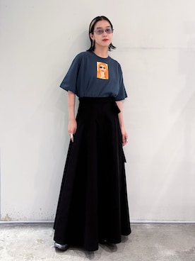「CITYSHOP（シティーショップ）の2WAY WRAP スカート（スカート、ブラック系）」を使った、YAMASHITAさん（レディース・156cm）の夏コーディネート