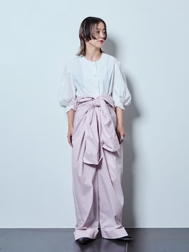 「CITYSHOP（シティーショップ）の《追加2》SHIRT ジャンプスーツ（つなぎ/オールインワン、ピンク系）」を使った、YAMASHITAさん（レディース・156cm）の夏コーディネート