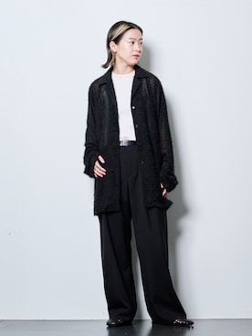 「CITYSHOP（シティーショップ）のLIGHT SLACKS パンツ（スラックス、ブラック系）」を使った、YAMASHITAさん（レディース・156cm）の夏コーディネート
