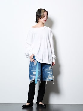 「KURO（クロ）のアイテム」を使った、YAMASHITAさん（レディース・156cm）の春コーディネート