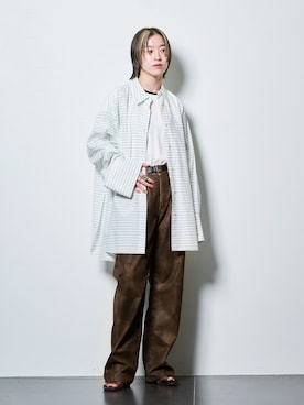 「Lee（リー）のアイテム（その他パンツ）」を使った、YAMASHITAさん（レディース・156cm）の春コーディネート