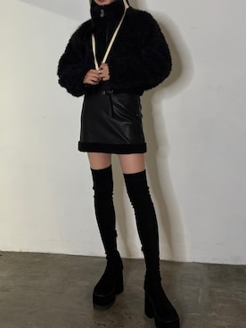 「ブーツコーデ」｜「アイテム（ブルゾン）」を使った、内藤和香さん（レディース・169cm）の秋コーディネート