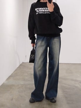 「EMODA（エモダ）のアイテム（スウェット）」を使った、内藤和香さん（レディース・169cm）の秋コーディネート