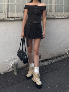 「EMODA（エモダ）のアイテム（バッグ）」を使った、内藤和香さん（レディース・169cm）の春コーディネート