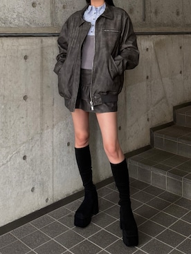 「EMODA（エモダ）のバルキープランプフィットブーツ（ブーツ）」を使った、内藤和香さん（レディース・169cm）の夏コーディネート