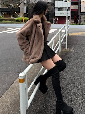 「EMODA（エモダ）のアイテム（その他アウター）」を使った、内藤和香さん（レディース・169cm）の秋コーディネート